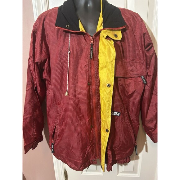 Sperry Top Sider Full Zip Jacket Mens Medium Hidden Hood Adjustable Bottom - Picture 4 of 11